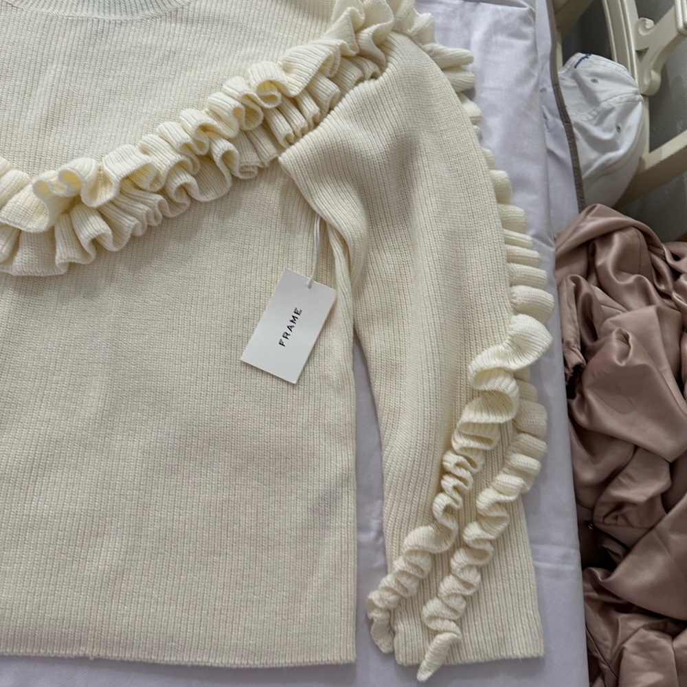 Cream Ruffle Sweater - Picture 3 of 7
